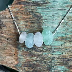 Sea glass necklace-Sea foam sea glass, White, Aqua blue and White sea glass.