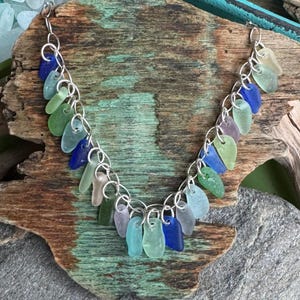 Sea glass necklace with 23 pieces of multi colored sea glass