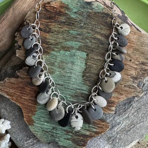 Beach stone necklace with 23 pieces of maine beach stones