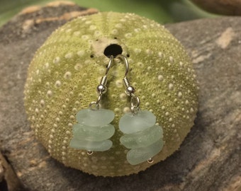 Sea glass jewelry- Aqua blue and sea foam green sea glass earrings