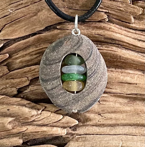 Genuine Sea Glass Jewelry Beach Stone With Multi Colored Sea Glass