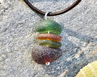 Sea glass jewelry- multi colored sea glass stacked