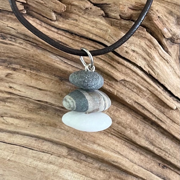 Beach stone jewelry- beach stone carin stack