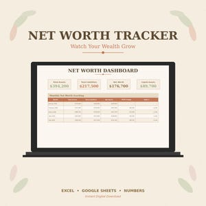 Net Worth Tracker Excel Template, Personal Finance Spreadsheet, Asset Liability Tracker, Boho Wealth Builder, FIRE Tracker Download