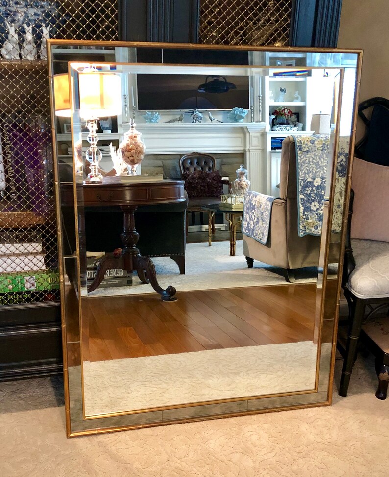1960s Labarge Faux Bamboo Gilt Mirror With Mercury Glass 1960s Labarge Faux Bamboo Gilt Mirror