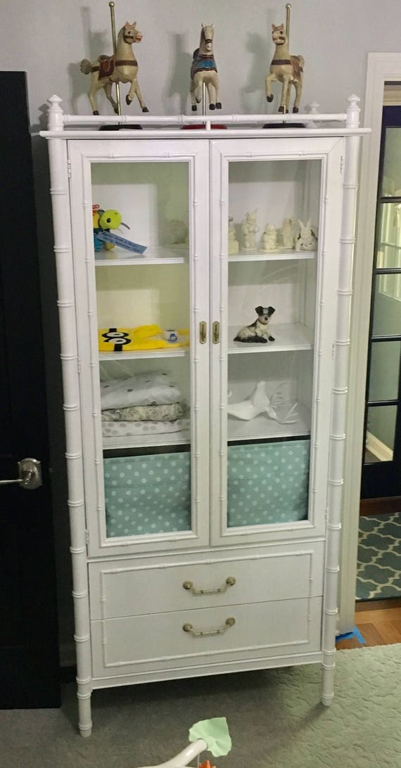 Thomasville Faux Bamboo China Cabinet Armoire Local Pick Up Or Etsy