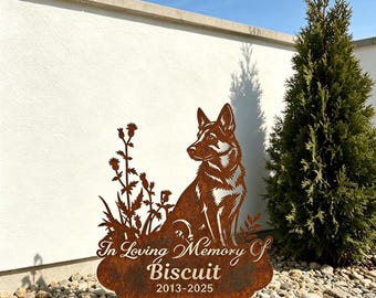 Personalized German Shepherd Memorial Stake,Custom Dog Name Rusty Metal Stake,Pet Grave Marker Yard Decor