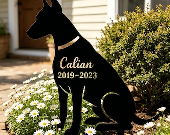 Estaca conmemorativa para jardín Doberman, marcador de tumba personalizado para perros, estaca de metal oxidado, regalo personalizado para recordar a tu mascota fallecida.