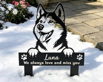 Estaca conmemorativa para jardín de Husky, regalo personalizado para recordar a un perro Husky Siberiano fallecido.