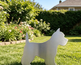 Estaca conmemorativa para jardín en honor al Schnauzer miniatura, letrero personalizado para mascotas, estaca de metal oxidado, regalo para amantes de los perros.
