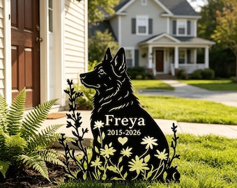 German Shepherd Memorial Metal Stake, Custom Engraved Pet Grave Marker, Rustic Yard Tribute for Beloved Dog, Sympathy Keepsake