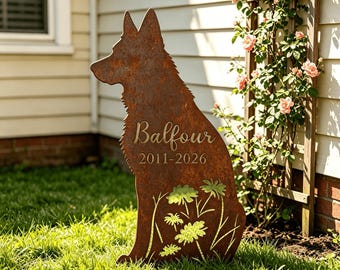 Estaca conmemorativa personalizada para perro pastor alemán, marcador de tumba personalizado para mascota, homenaje para jardín al aire libre.