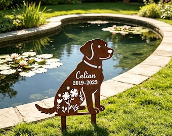 Estaca conmemorativa para jardín de Labrador, marcador de tumba personalizado para perro, regalo personalizado para recordar a una mascota fallecida, letrero de metal para jardín