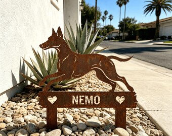 Placa conmemorativa personalizada para Doberman, letrero personalizado con el nombre del perro para el jardín, marcador de tumba de metal para mascotas, regalo en recuerdo de un Doberman, regalo por la pérdida de un perro