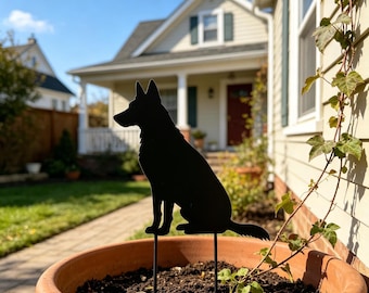 Personalized German Shepherd Memorial Stake,Custom Dog Name Rusty Metal Stake,Pet Grave Marker Yard Decor