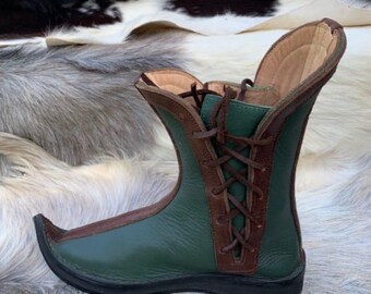 Handcrafted Viking Leather Boots – Unisex Nordic Warrior Footwear, Medieval LARP Shoes