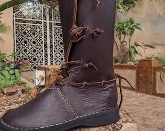 Handgemaakte middeleeuwse leren laarzen – Viking Renaissance LARP Fantasy Footwear