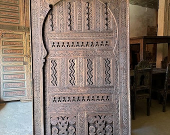 Vintage Moroccan Door | Handmade Berber Geometric Arch Wall Decor