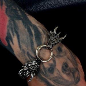 Bracciale con testa di drago in acciaio inossidabile – Catena vichinga, gioiello gotico di tendenza