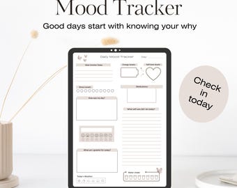 Daily Mood Tracker Printable | Minimal Wellness Journal (Digital Download PDF)