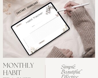 Floral Monthly Habit Tracker Printable | Goal Setting Planner (Digital Download)