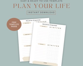 Daily Routine Checklist | Morning, Afternoon, Evening Planner (Instant Download PDF)