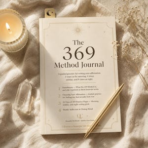 The 369 Method Journal | Law of Assumption Manifestation Workbook PDF | 21-Day Affirmation Practice | Morning Midday Night | Digital
