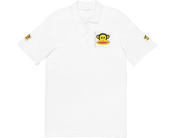 Yellow Monkey Patch Polo Shirt, Embroidered Chest and Sleeve Logo