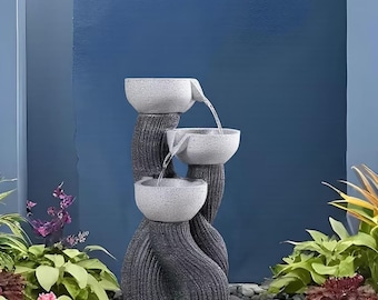 Fontana solare da giardino a 3 livelli, elemento d'acqua per esterni, decorazione moderna per patio, fontana da giardino zen, cascata rilassante, regalo ecologico