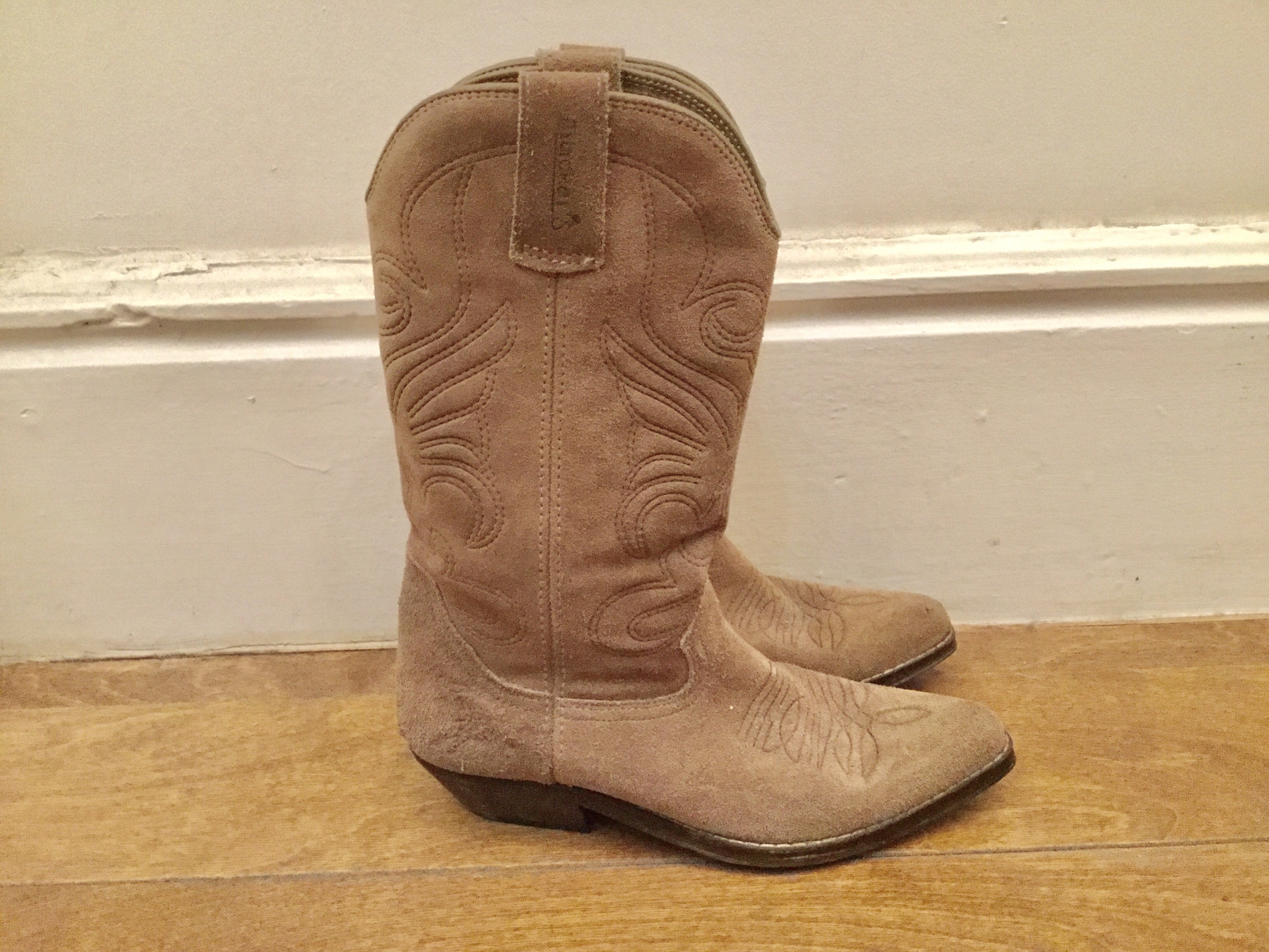 grey suede western boots