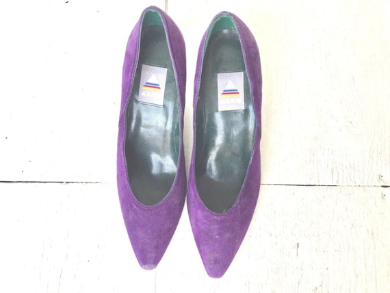 90s purple leather heels / vintage ALDO 