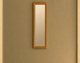 Vintage Gilt Wood Wall Mirror | Long Narrow Gold Mirror | 1940s 1950s Hollywood Regency
