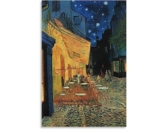 Pôster de Vincent van Gogh com a imagem do terraço do café à noite para decoração de parede.