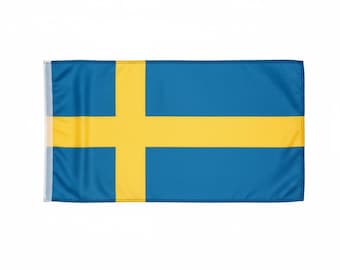 Bandera de Suecia VIBENATION, impresa a doble cara en poliéster 68D, 90 x 150 cm (3 x 5 pies), para interiores y exteriores con ojales de latón, para el hogar y el jardín.