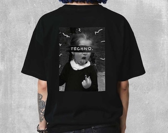 Techno Girl Oversized T Shirt, Music Techno Shirt, Unisex EDM Streetwear Tee, Rave Gifts, Festival Shirt, DJ Meme T-Shirt, Party Shirt