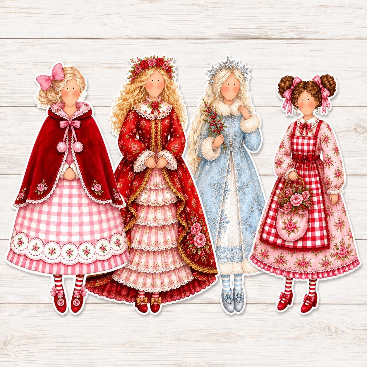 Sale! hamil doll デザインペーパー A4サイズ Christmas Tilda Paper Dolls Kit, 100+ Christmas Elements, Junk