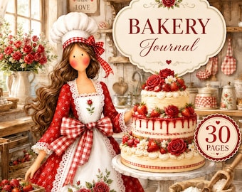 Diary Bakery Journal Printable Kit | Childas Bakery Journal | 30+ Printable Pages | 300DPI | Junk Journal | Recipe & Writing Journal