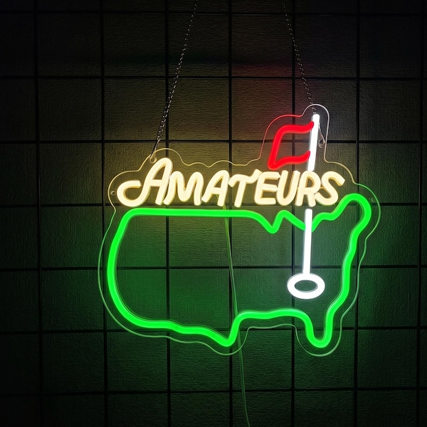 Masters Golf Neon Sign, LED Wall Decor, USB Powered, Dimmable Light for Golf lovers