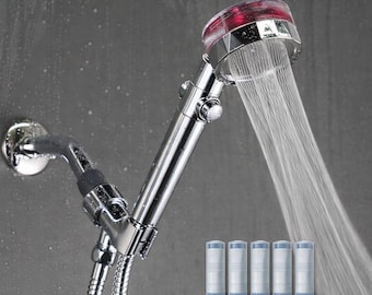 Conjunto de cabezal de ducha con 5 filtros, ahorro de agua, alta presión de agua, filtro antical, giratorio 360 grados, mejora para la ducha del baño.
