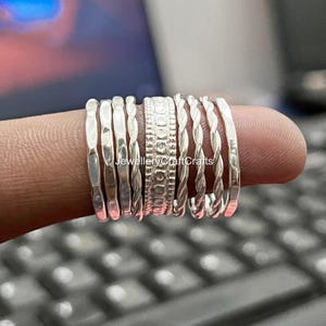 Set of 9 Silver Beautiful Rings for Women | Trendy Stackable Ring Collection