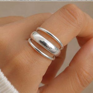 Set of 3 Silver Ring Bands | Minimalist Stackable Sterling Silver Rings | Everyday Jewelry Set
