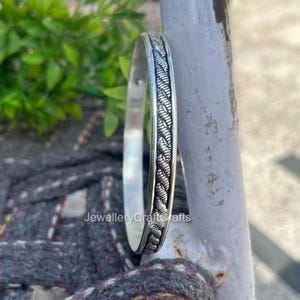 Silver  Designer Bangle Bracelet Sterling Silver Luxury Cuff Minimalist Elegant Open Bangle Handmade Jewelry