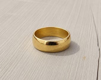 Gold Wide Band Ring | Minimalist Gold Statement Ring | Classic Dome Ring for Women | Modern Stackable Band | Everyday Gold Jewelry Gift