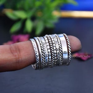 Set Of 11 Sterling Silvers, Pure Silver Rings, Assorted Pattern Rings, Thin & Thick Rings, Dotted Rings, Stacking Rings, Wedding Gift Rings