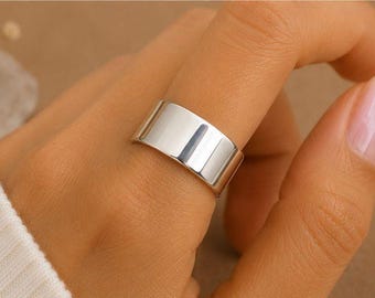Anello in argento sterling 925 – Anello spesso, pesante e largo, gioiello di tendenza, anelli massicci,