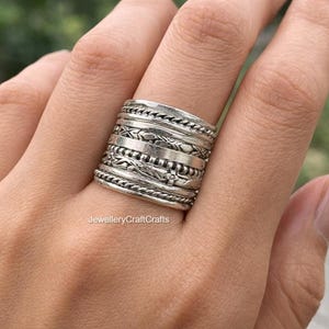 Silver Multi Layer Statement Ring | Vintage Boho Stack Ring