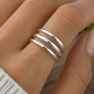 Stackable Ring Set | Minimalist Silver Band Rings | Trendy Layered Jewelry