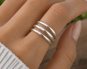 Stackable Ring Set | Minimalist Silver Band Rings | Trendy Layered Jewelry