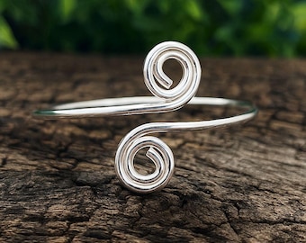 Silver Spiral Ring for Women, Minimalist Swirl Ring, Handmade Statement Ring, Boho Silver Jewelry, Unique Spiral Band Ring Gift