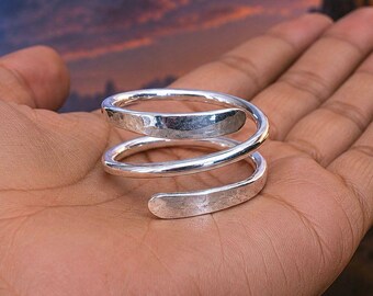 Spiral Silver Wrap Ring | Multi Layer Statement Ring | Modern Open Band Ring | Handmade Minimalist Jewelry | Unique Gift for Women